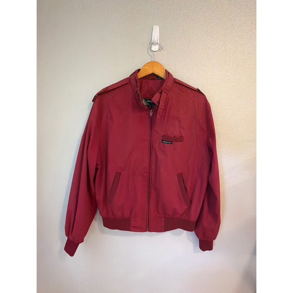 Members Only Racer Jacket Mens 42‎ Burgundy Vintage 80s Bomber Iconic Epaulettes